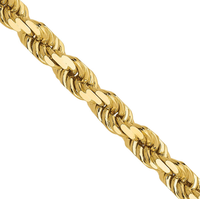 14K Solid Yellow Gold 4.5mm Rope Chain Twisted Link Necklace