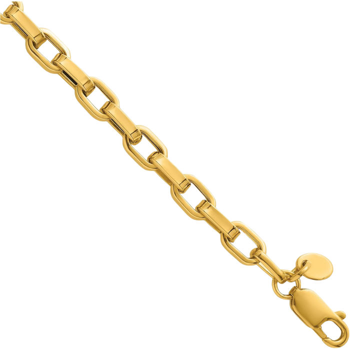 14K Solid Yellow Gold 4.6mm Link Chain Bracelet