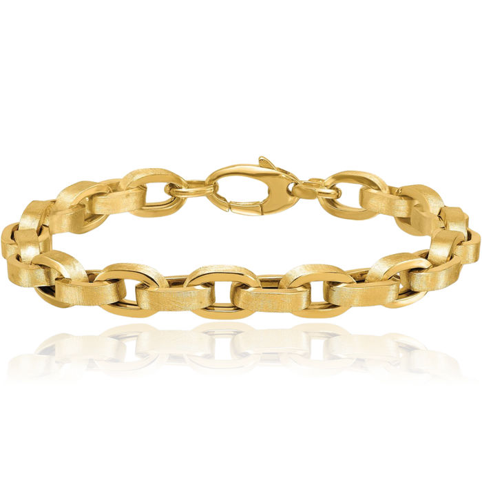 14K Solid Yellow Gold 4.6mm Oval Cable Rolo Link Chain Bracelet