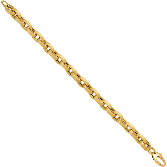 14K Solid Yellow Gold 4.6mm Oval Cable Rolo Link Chain Bracelet