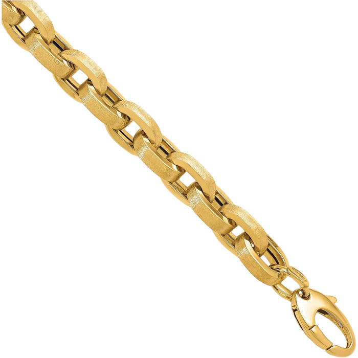 18K Solid Yellow Gold Cable Rolo Link Chain Bracelet