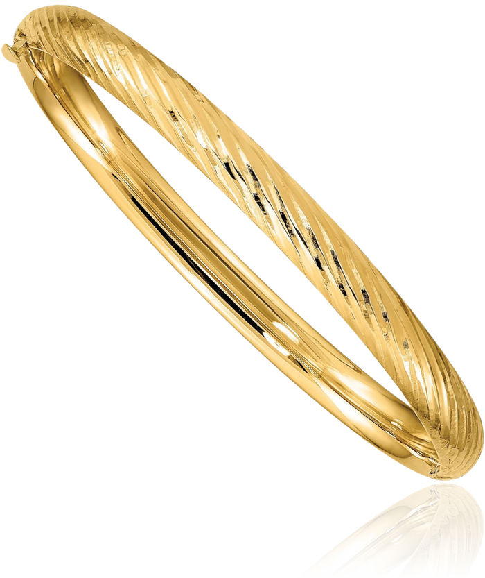 14K Solid Yellow Gold 4.75mm Bangle Bracelet