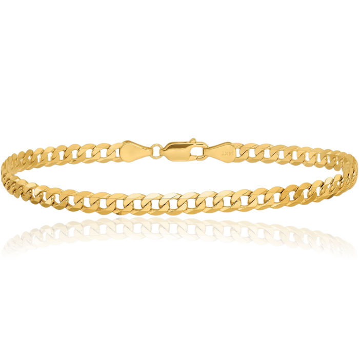 14K Solid Yellow Gold 4.75mm Curb Link Chain Bracelet