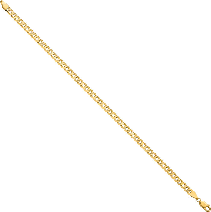 14K Solid Yellow Gold 4.75mm Curb Link Chain Bracelet