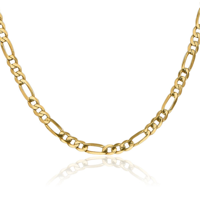 14K Solid Yellow Gold 4.75mm Figaro Link Chain Necklace