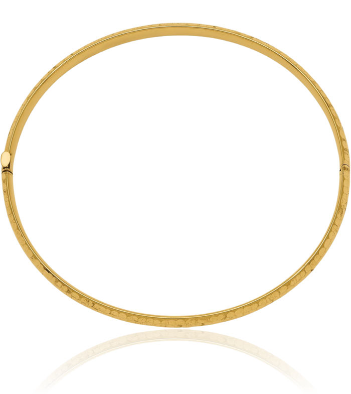 14K Solid Yellow Gold 4.75mm Hammered Bangle Bracelet