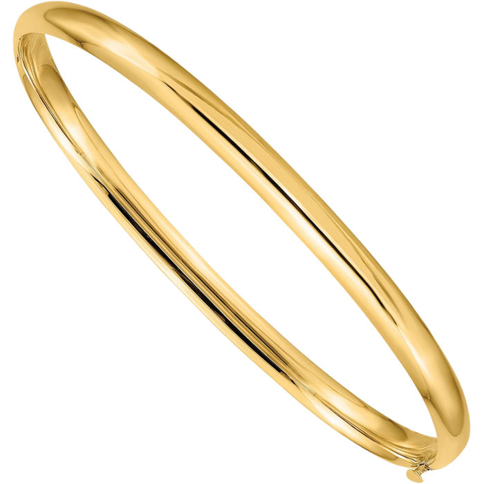 14K Solid Yellow Gold 4.75mm Oversize Bangle Bracelet