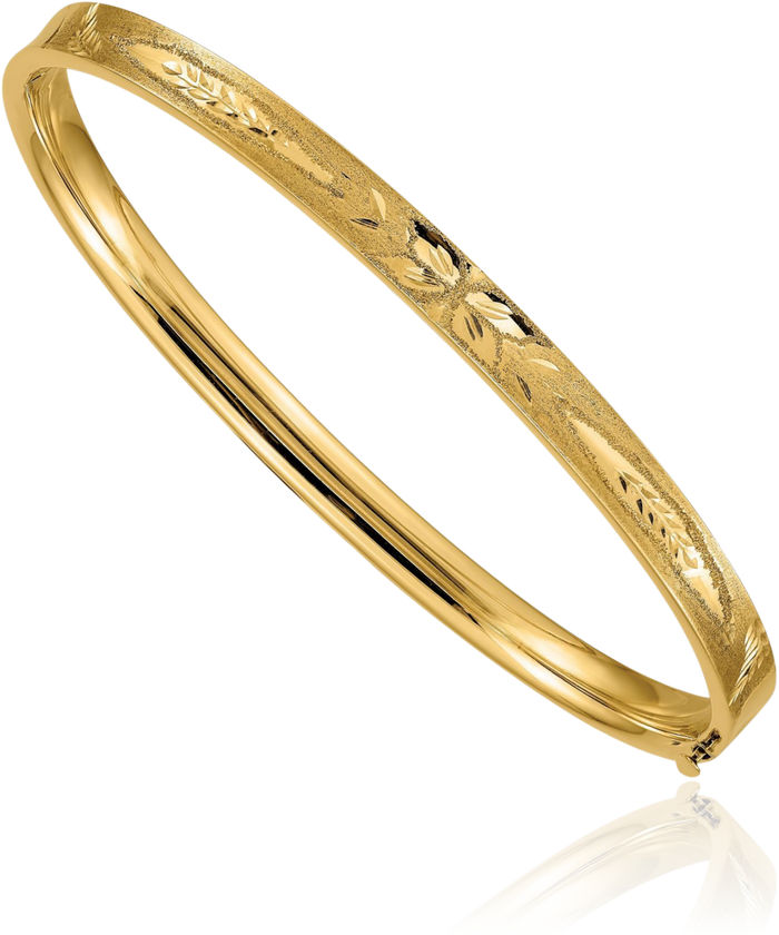 14K Solid Yellow Gold 4.75mm Concave Bangle Bracelet