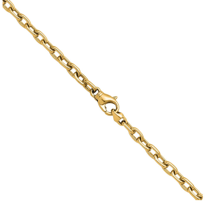 14K Solid Yellow Gold 4.7mm Cable Rolo Link Chain Belcher Necklace