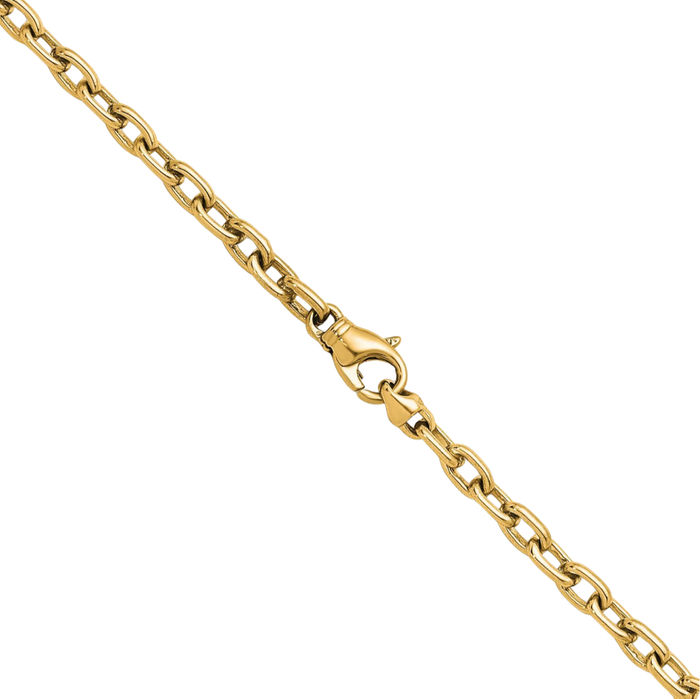 14K Solid Yellow Gold 4.7mm Cable Rolo Link Chain Belcher Necklace