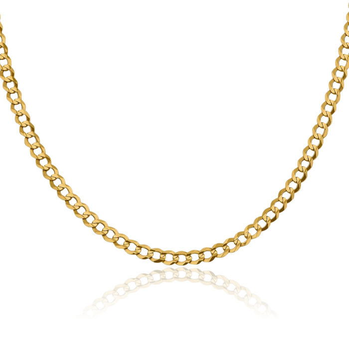 14K Solid Yellow Gold 4.7mm Cuban Curb Link Chain Necklace