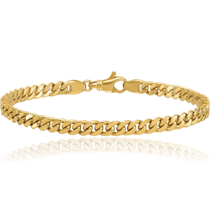 14K Solid Yellow Gold 4.7mm Curb Link Chain Bracelet