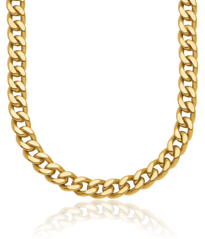 14K Solid Yellow Gold 4.7mm Curb Link Chain Necklace