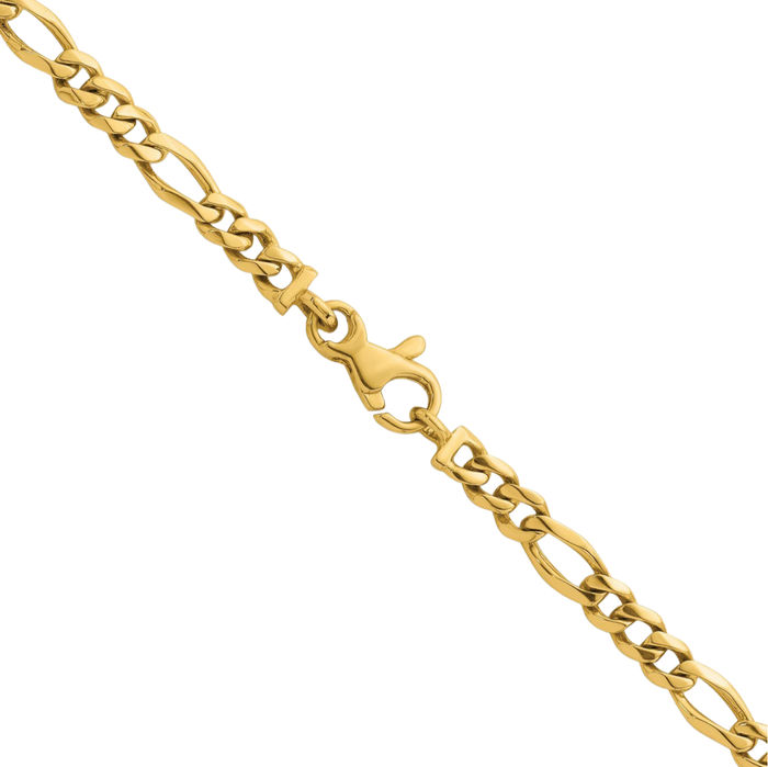 14K Solid Yellow Gold 4.8mm Figaro Link Chain Necklace