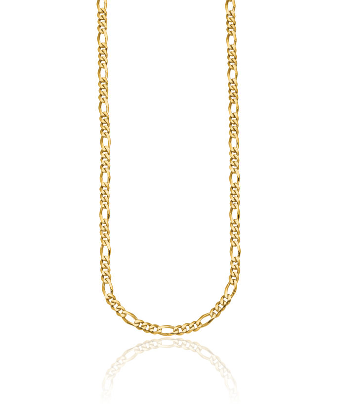 14K Solid Yellow Gold 4.8mm Figaro Link Chain Necklace