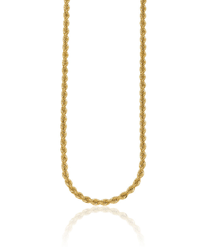 14K Solid Yellow Gold 4.8mm Rope Chain Twisted Link Necklace