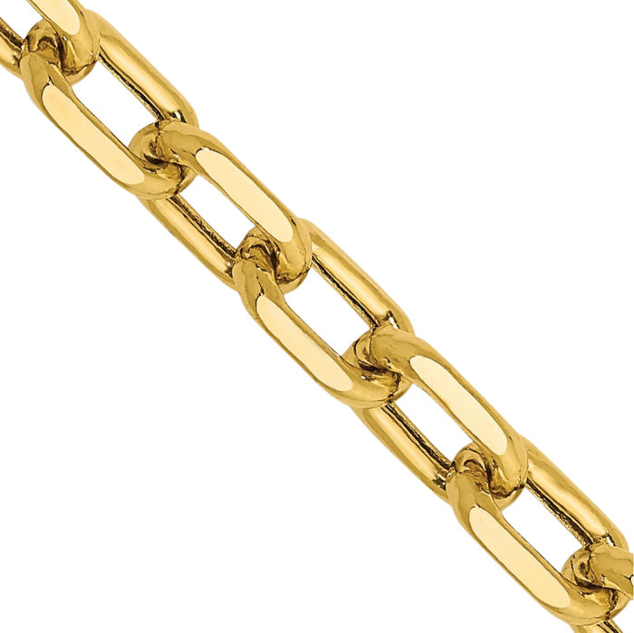 14K Solid Yellow Gold 4.9mm Cable Rolo Link Chain Belcher Necklace