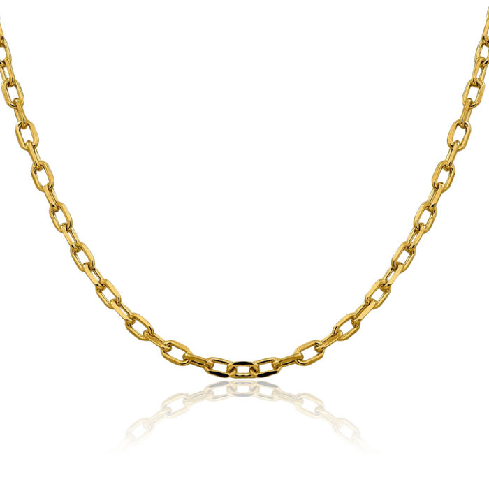 14K Solid Yellow Gold 4.9mm Cable Rolo Link Chain Belcher Necklace