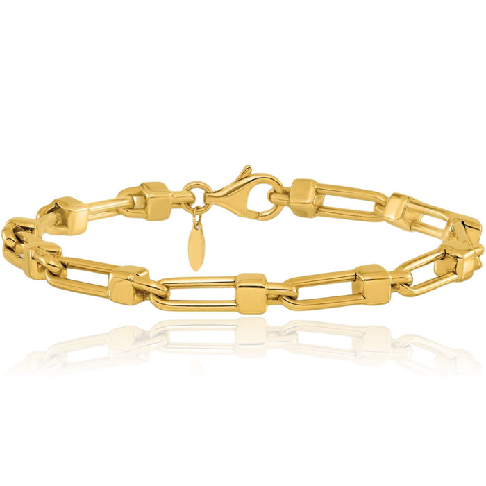 14K Solid Yellow Gold 4.9mm Link Chain Bracelet