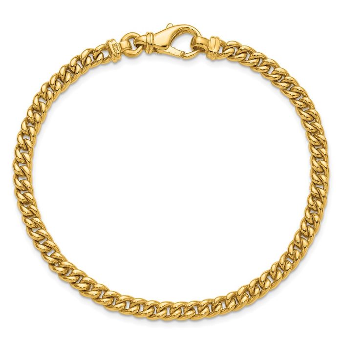 14K Solid Yellow Gold 4.5mm Curb Link Chain Bracelet