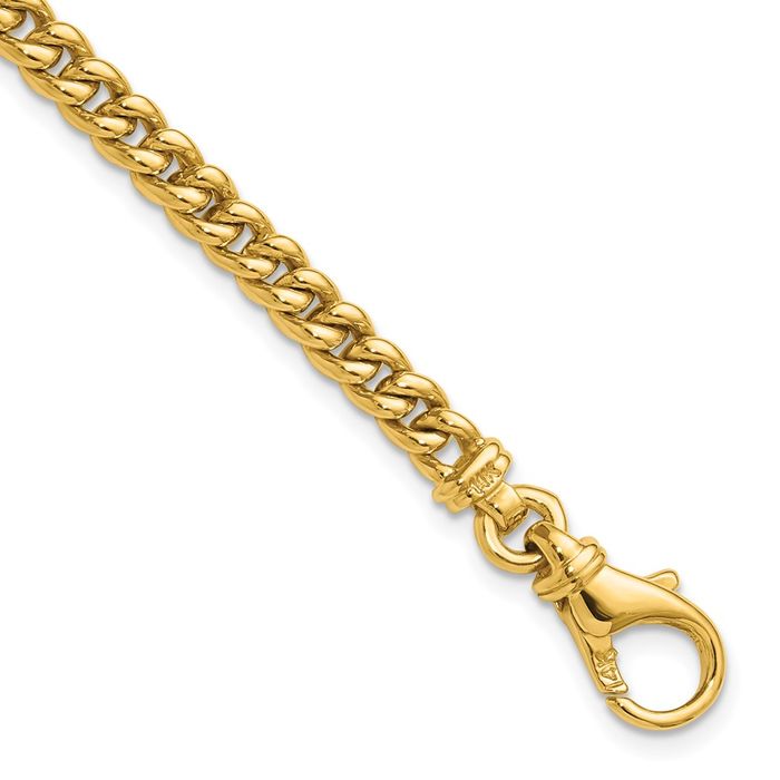 14K Solid Yellow Gold 4.5mm Curb Link Chain Bracelet