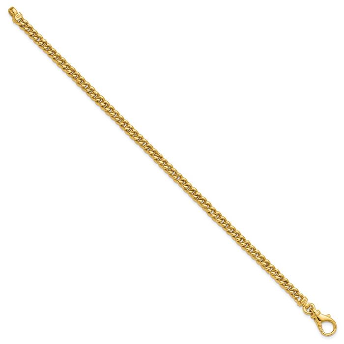 14K Solid Yellow Gold 4.5mm Curb Link Chain Bracelet