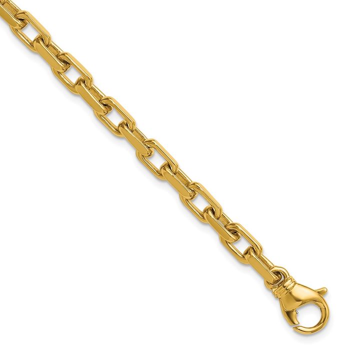 14K Solid Yellow Gold 4.75mm Edge Cable Rolo Link Chain Bracelet