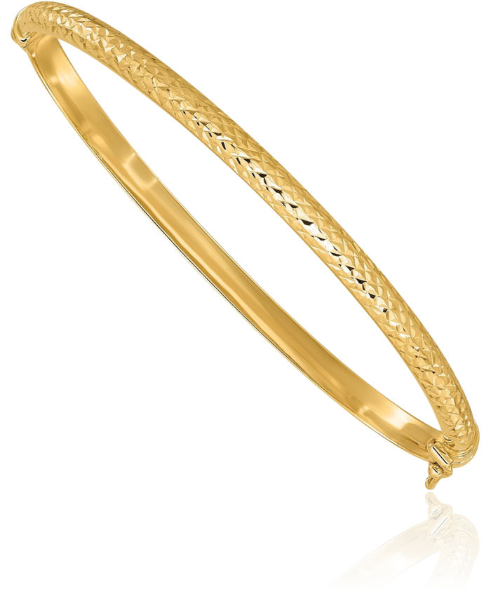 14K Solid Yellow Gold 4mm Bangle Bracelet