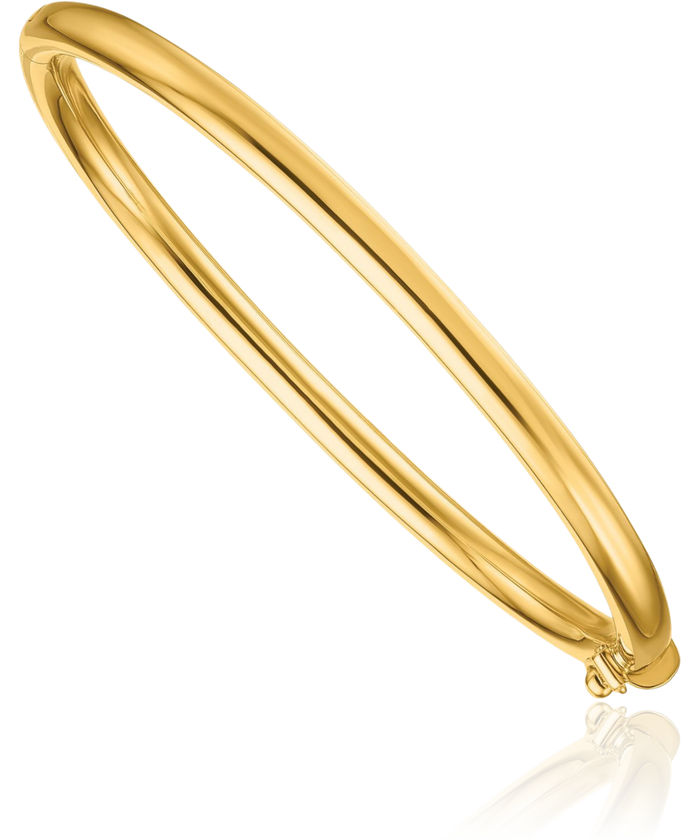 14K Solid Yellow Gold 4mm Bangle Bracelet