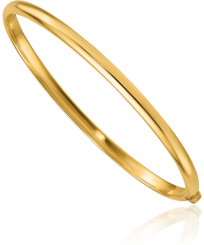 14K Solid Yellow Gold 4mm Bangle Bracelet