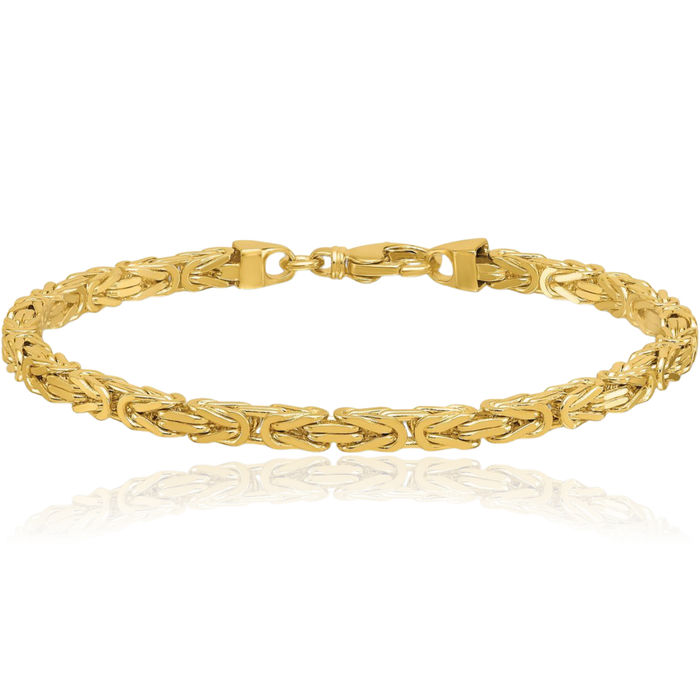 14K Solid Yellow Gold 4mm Byzantine Chain Bracelet