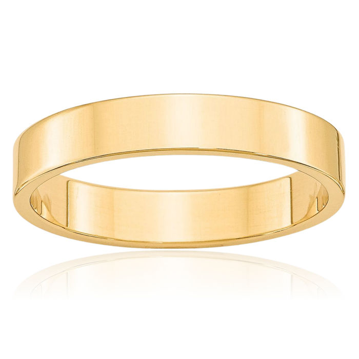 14K Solid Yellow Gold 4mm Plain Classic Wedding Band Ring