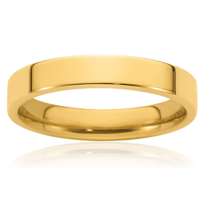 14K Solid Yellow Gold 4mm Comfort Fit Plain Classic Wedding Band Ring