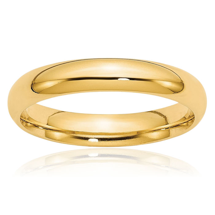 14K Solid Yellow Gold 4mm Comfort Fit Plain Classic Wedding Band Ring