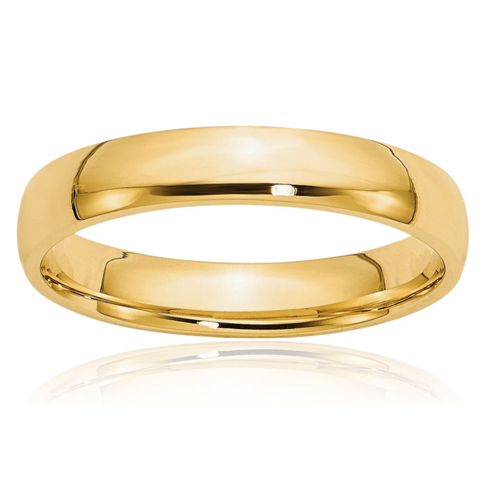 14K Solid Yellow Gold 4mm Comfort Fit Plain Classic Wedding Band Ring