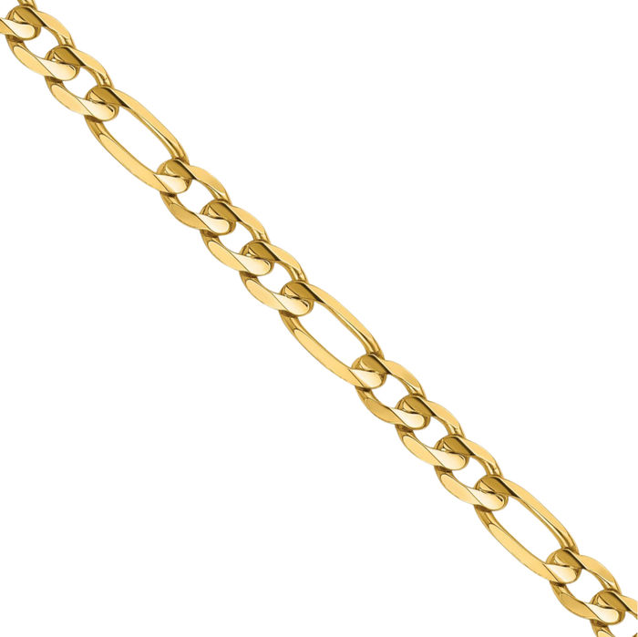 14K Solid Yellow Gold 4mm Concave Figaro Link Chain Necklace