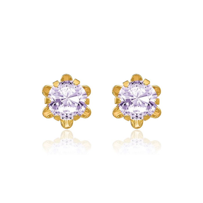 14K Solid Yellow Gold 4mm Cubic Zirconia CZ Screw Back Stud Earrings June Birthstone Jewelry