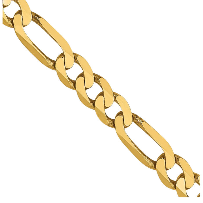 14K Solid Yellow Gold 4mm Figaro Link Chain Necklace