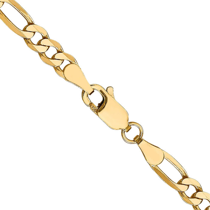 14K Solid Yellow Gold 4mm Figaro Link Chain Necklace