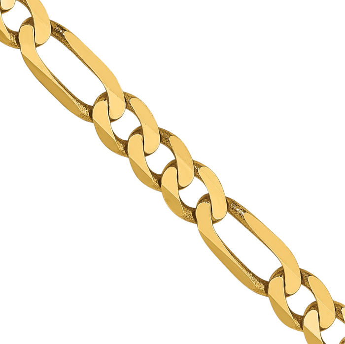 14K Solid Yellow Gold 4mm Figaro Link Chain Necklace