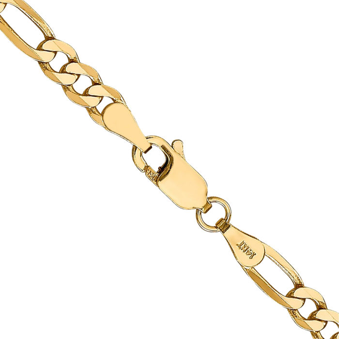 14K Solid Yellow Gold 4mm Figaro Link Chain Necklace