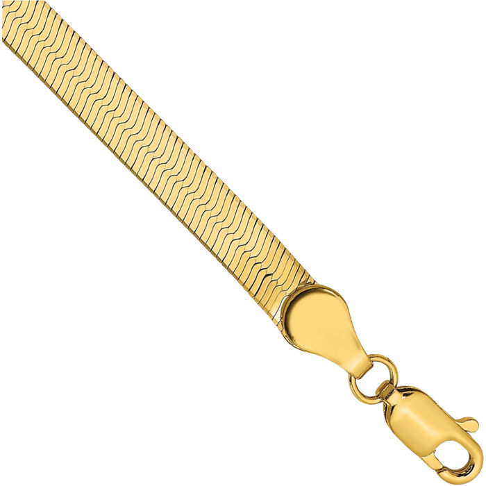 14K Solid Yellow Gold 4mm Herringbone Chain Bracelet