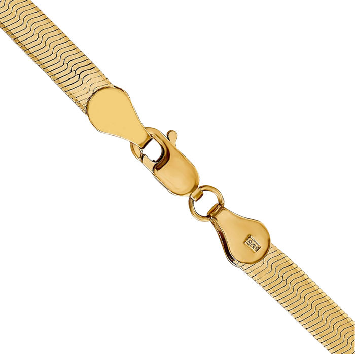 14K Solid Yellow Gold 4mm Herringbone Chain Necklace