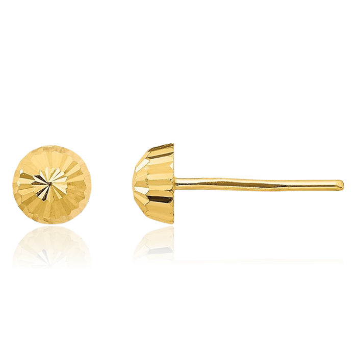 14K Solid Yellow Gold 4mm Half Ball Stud Earrings