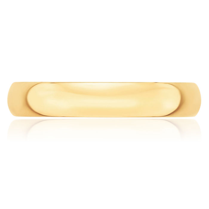 14K Solid Yellow Gold 4mm Half Round Plain Classic Wedding Band Ring