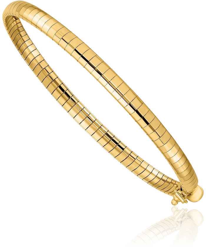 14K Solid Yellow Gold 4mm Cubetto Omega Snake Chain Bracelet