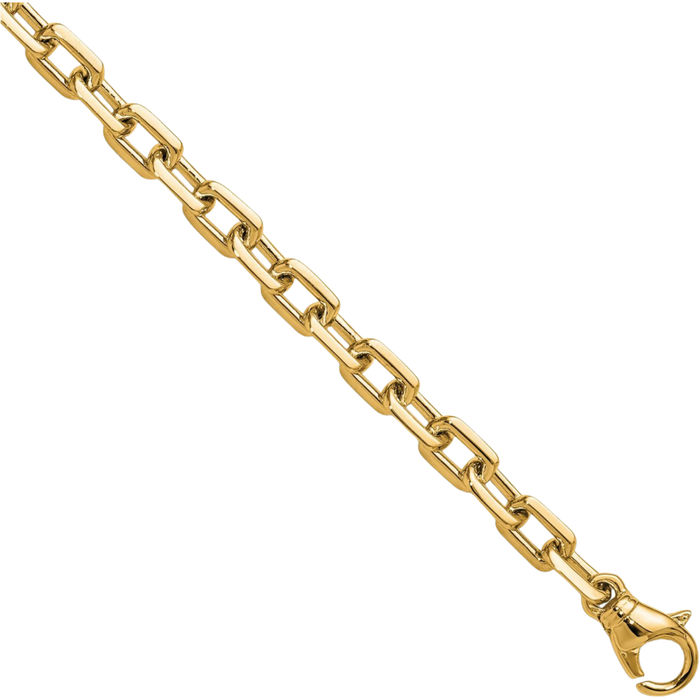 14K Solid Yellow Gold 4mm Knife Edge Cable Rolo Link Chain Bracelet