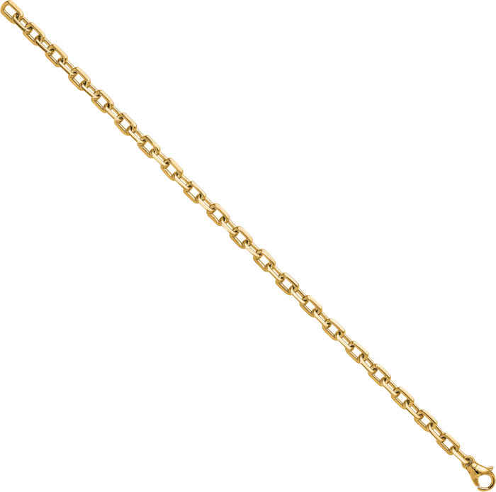 14K Solid Yellow Gold 4mm Knife Edge Cable Rolo Link Chain Bracelet