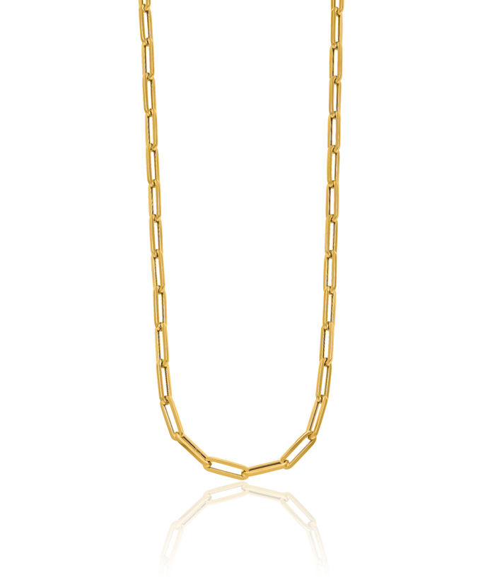 14K Solid Yellow Gold 4mm Paperclip Cable Rolo Link Chain Belcher Necklace