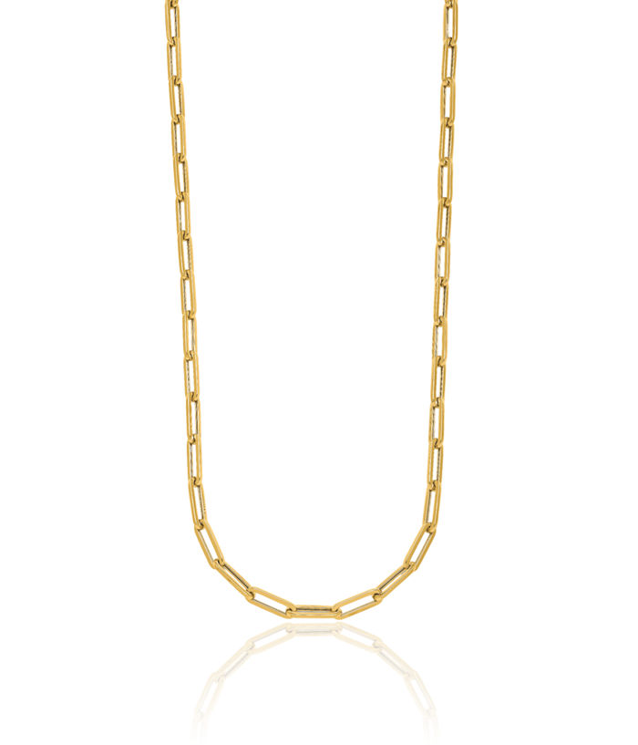 14K Solid Yellow Gold 4mm Paperclip Cable Rolo Link Chain Belcher Necklace